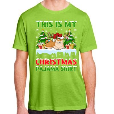 Lighting Xmas This Is My Akita Dog Christmas Pajama Gift Adult ChromaSoft Performance T-Shirt