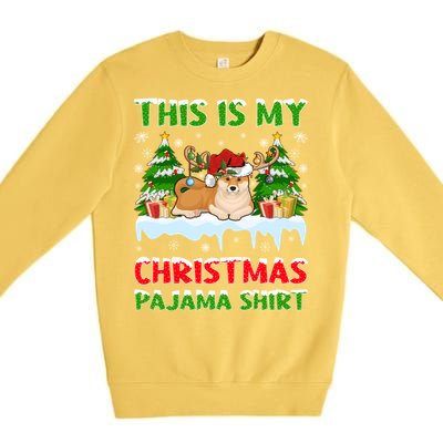 Lighting Xmas This Is My Akita Dog Christmas Pajama Gift Premium Crewneck Sweatshirt