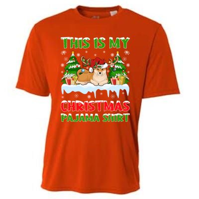 Lighting Xmas This Is My Akita Dog Christmas Pajama Gift Cooling Performance Crew T-Shirt