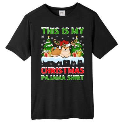 Lighting Xmas This Is My Akita Dog Christmas Pajama Gift Tall Fusion ChromaSoft Performance T-Shirt