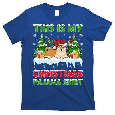 Lighting Xmas This Is My Akita Dog Christmas Pajama Gift T-Shirt