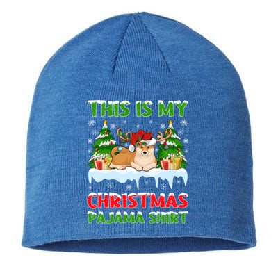 Lighting Xmas This Is My Akita Dog Christmas Pajama Gift Sustainable Beanie