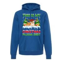 Lighting Xmas This Is My Akita Dog Christmas Pajama Gift Premium Hoodie