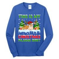 Lighting Xmas This Is My Akita Dog Christmas Pajama Gift Tall Long Sleeve T-Shirt