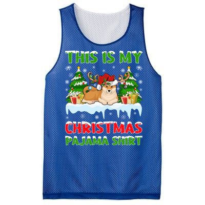 Lighting Xmas This Is My Akita Dog Christmas Pajama Gift Mesh Reversible Basketball Jersey Tank