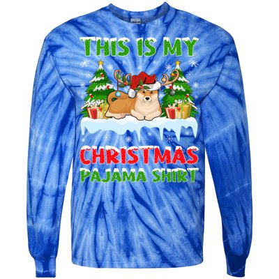 Lighting Xmas This Is My Akita Dog Christmas Pajama Gift Tie-Dye Long Sleeve Shirt