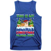 Lighting Xmas This Is My Akita Dog Christmas Pajama Gift Tank Top