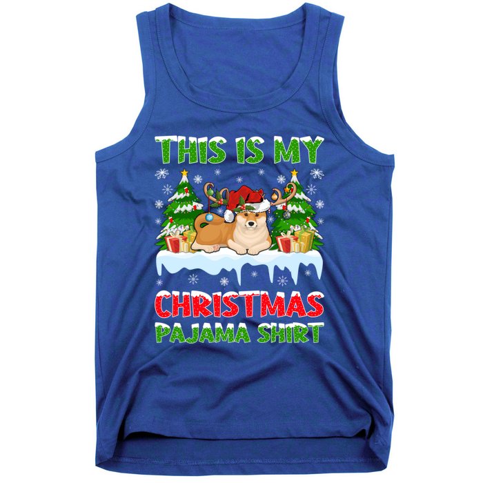 Lighting Xmas This Is My Akita Dog Christmas Pajama Gift Tank Top