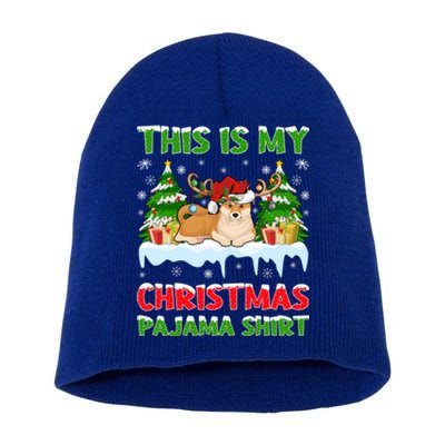 Lighting Xmas This Is My Akita Dog Christmas Pajama Gift Short Acrylic Beanie