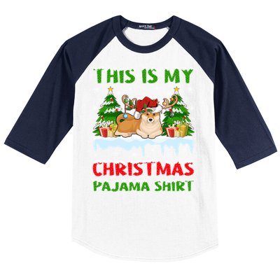 Lighting Xmas This Is My Akita Dog Christmas Pajama Gift Baseball Sleeve Shirt