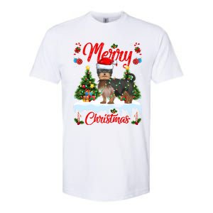 Lights Xmas Tree Santa Yorkshire Terrier Dog Christmas Gift Softstyle CVC T-Shirt