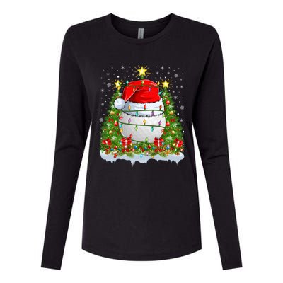 Lighting Xmas Tree Decoration Santa Golf Christmas Cute Gift Womens Cotton Relaxed Long Sleeve T-Shirt