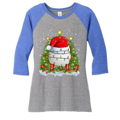 Lighting Xmas Tree Decoration Santa Golf Christmas Cute Gift Women's Tri-Blend 3/4-Sleeve Raglan Shirt