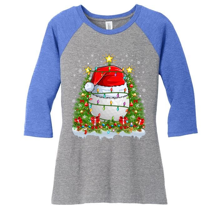 Lighting Xmas Tree Decoration Santa Golf Christmas Cute Gift Women's Tri-Blend 3/4-Sleeve Raglan Shirt