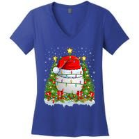 Lighting Xmas Tree Decoration Santa Golf Christmas Cute Gift Women's V-Neck T-Shirt