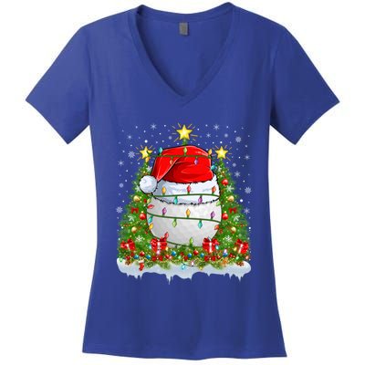 Lighting Xmas Tree Decoration Santa Golf Christmas Cute Gift Women's V-Neck T-Shirt