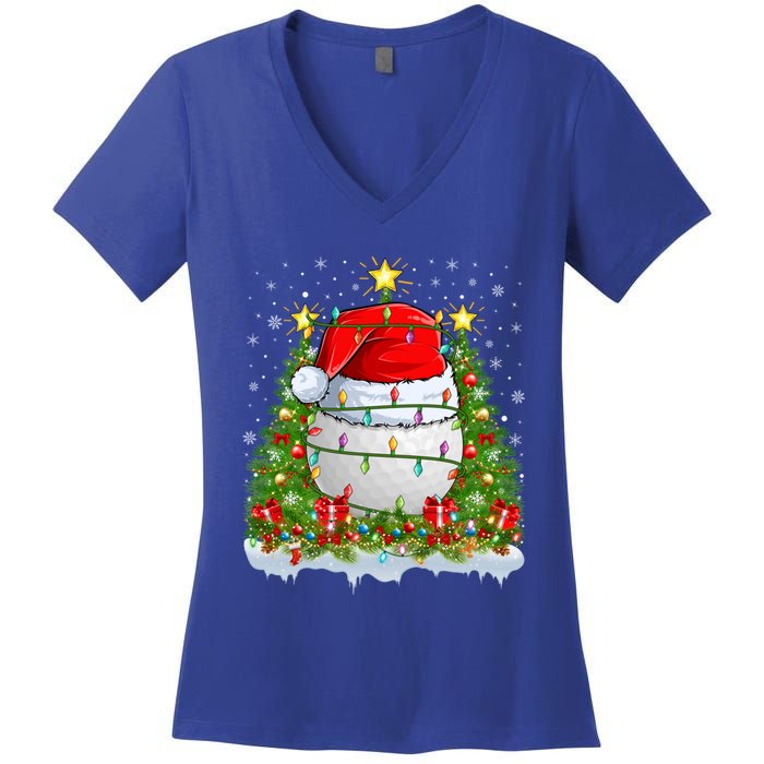 Lighting Xmas Tree Decoration Santa Golf Christmas Cute Gift Women's V-Neck T-Shirt