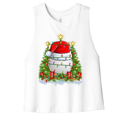 Lighting Xmas Tree Decoration Santa Golf Christmas Cute Gift Women's Racerback Cropped Tank