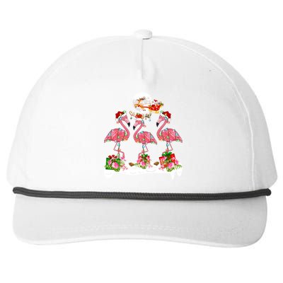 Lighting Xmas Tree Santa Pink Flamingo Christmas Cute Gift Snapback Five-Panel Rope Hat