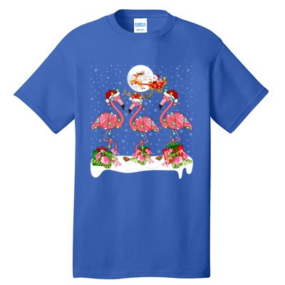 Lighting Xmas Tree Santa Pink Flamingo Christmas Cute Gift Tall T-Shirt