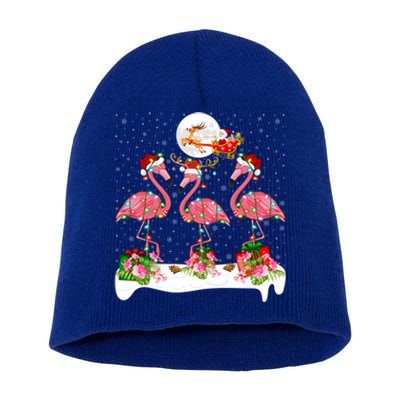 Lighting Xmas Tree Santa Pink Flamingo Christmas Cute Gift Short Acrylic Beanie