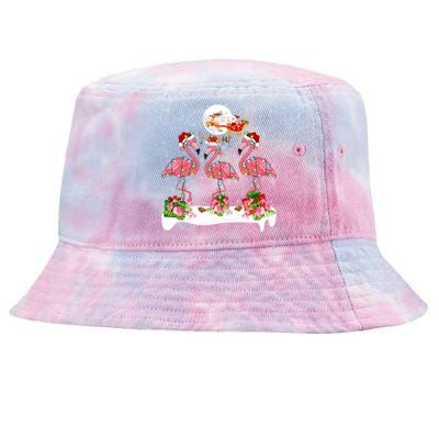 Lighting Xmas Tree Santa Pink Flamingo Christmas Cute Gift Tie-Dyed Bucket Hat