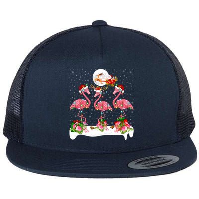 Lighting Xmas Tree Santa Pink Flamingo Christmas Cute Gift Flat Bill Trucker Hat