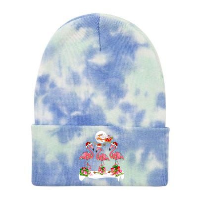 Lighting Xmas Tree Santa Pink Flamingo Christmas Cute Gift Tie Dye 12in Knit Beanie