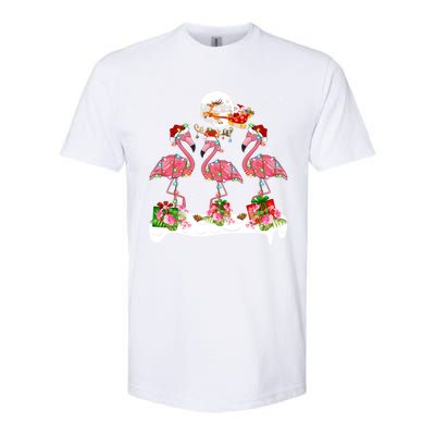 Lighting Xmas Tree Santa Pink Flamingo Christmas Cute Gift Softstyle® CVC T-Shirt