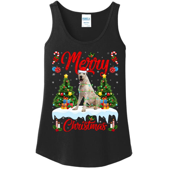 Lights Xmas Tree Santa Irish Wolfhound Dog Christmas Ladies Essential Tank