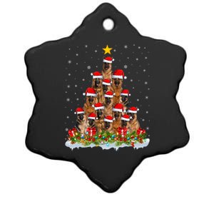 Lighting Xmas Tree Santa Christmas Ger Shepherd Dog Cute Gift Ceramic Star Ornament