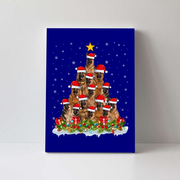 Lighting Xmas Tree Santa Christmas Ger Shepherd Dog Cute Gift Canvas