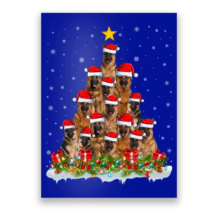 Lighting Xmas Tree Santa Christmas Ger Shepherd Dog Cute Gift Poster