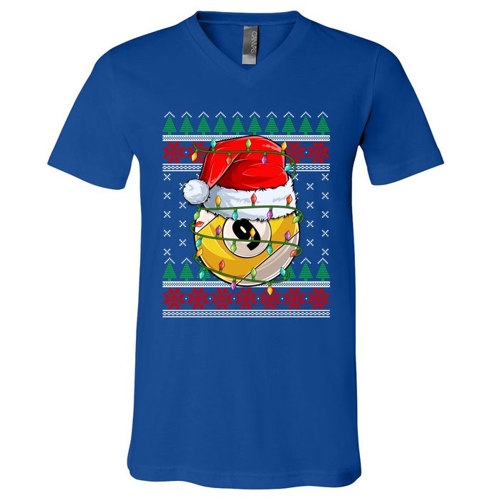 Lighting Xmas Ugly Sweater Style Billiards Christmas Cute Gift V-Neck T-Shirt