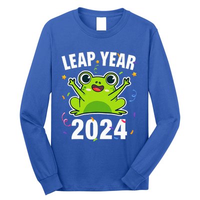 Leap Year 2024 Cute Frog Leap Day Birthday Long Sleeve Shirt