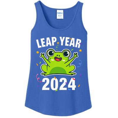 Leap Year 2024 Cute Frog Leap Day Birthday Ladies Essential Tank