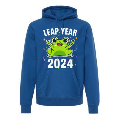 Leap Year 2024 Cute Frog Leap Day Birthday Premium Hoodie