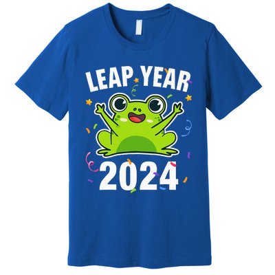 Leap Year 2024 Cute Frog Leap Day Birthday Premium T-Shirt