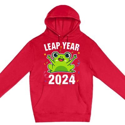 Leap Year 2024 Cute Frog Leap Day Birthday Premium Pullover Hoodie