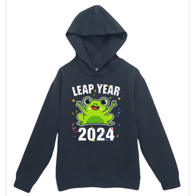 Leap Year 2024 Cute Frog Leap Day Birthday Urban Pullover Hoodie