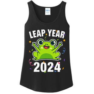 Leap Year 2024 Cute Frog Leap Day Birthday Ladies Essential Tank