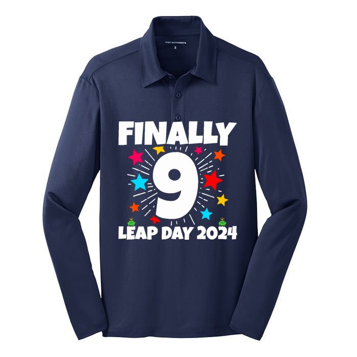 Leap Year 2024 36th Birthday Leap Day Birthday 2024 Silk Touch Performance Long Sleeve Polo