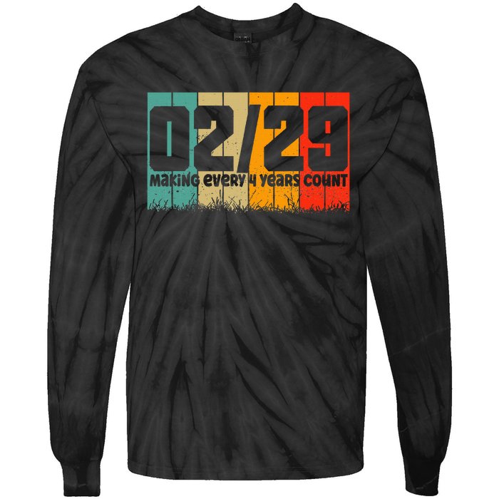 Leap Year 2024 Retro February 29 Birthday Leap Day Tie-Dye Long Sleeve Shirt