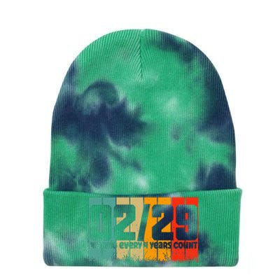 Leap Year 2024 Retro February 29 Birthday Leap Day Tie Dye 12in Knit Beanie