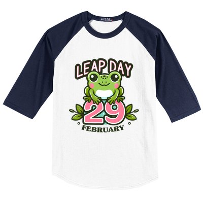 Leap Year 2024 Cute Frog Leap Day Birthday Baseball Sleeve Shirt