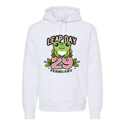 Leap Year 2024 Cute Frog Leap Day Birthday Premium Hoodie