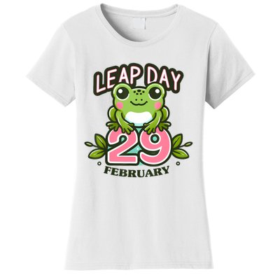 Leap Year 2024 Cute Frog Leap Day Birthday Women's T-Shirt