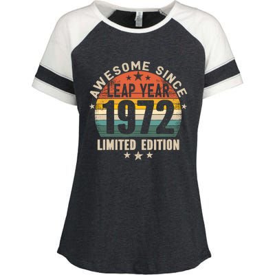 Leap Year 52nd Birthday Awesome Since 1972 Vintage Leap Day Enza Ladies Jersey Colorblock Tee