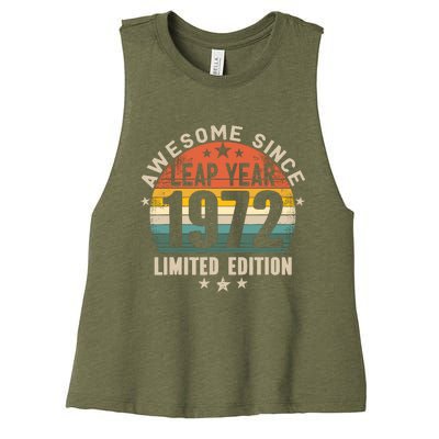 Leap Year 52nd Birthday Awesome Since 1972 Vintage Leap Day Women's Racerback Cropped Tank