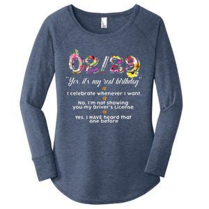 Leap Year Birthday Floral Funny Women's Perfect Tri Tunic Long Sleeve Shirt